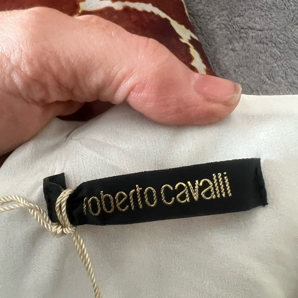 Roberto Cavalli A-Line silk Skirt in Brown and White Print - Picture 8 of 13